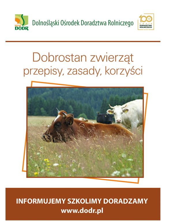 Okładka broszury "Dobrostan zwierząt przepisy, zasady, korzyści"